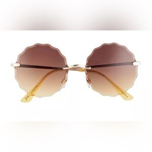 LC Lauren Conrad small Currents rippled edge Round brown gradient Sunglasses